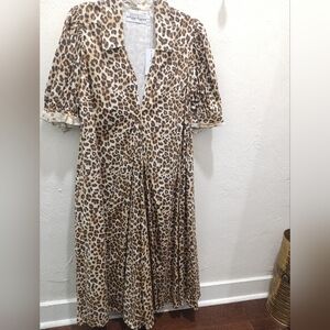 XL Leopard Print Women's Dress Zip Front Dizzy Lizzy Midi Dress